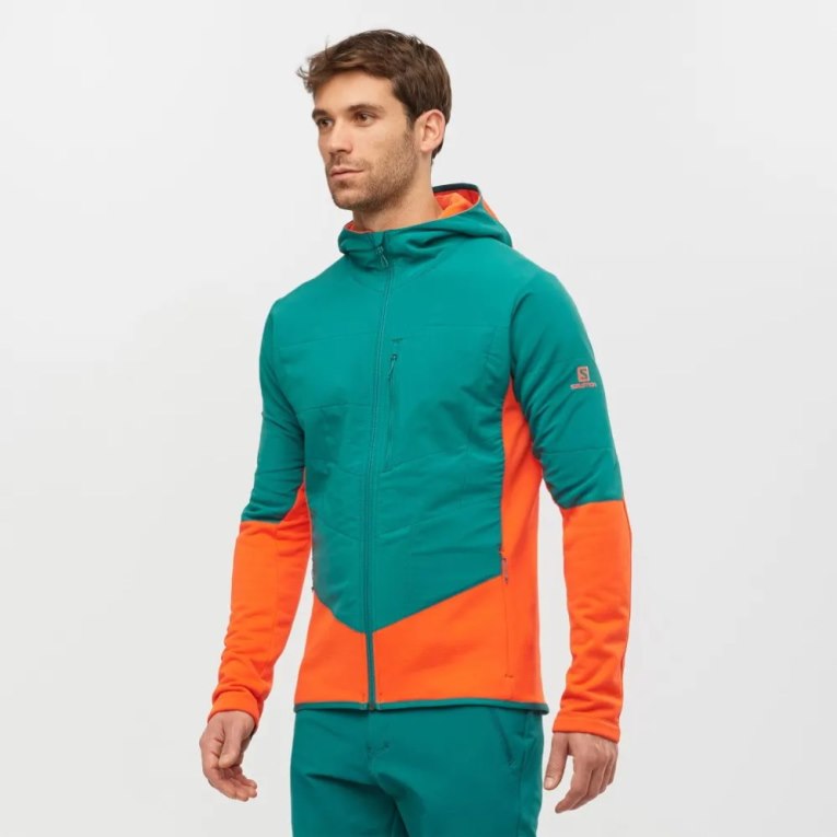 Casaco Salomon Outline Warm Híbrido Masculino Turquesa Laranja | PT Q03516